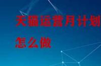 天貓運營月計劃怎么做？