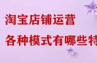 淘寶店鋪運營各種模式有哪些特點？