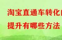 淘寶直通車(chē)轉(zhuǎn)化的提升有哪些方法？