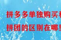 拼多多單獨(dú)購(gòu)買和拼團(tuán)的區(qū)別在哪里？