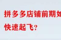 拼多多店鋪前期如何快速起飛？