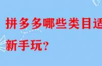 拼多多哪些類目適合新手玩？