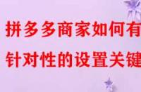 拼多多商家如何有針對性的設(shè)置關(guān)鍵詞？