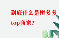到底什么是拼多多top商家？