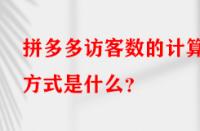 拼多多訪客數(shù)的計(jì)算方式是什么？