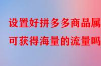設(shè)置好拼多多商品屬性可獲得海量的流量嗎？